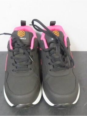 DYKHMILY Women's Steel Toe Work Shoes Size 6.5 Black Pink Safety Sneakers